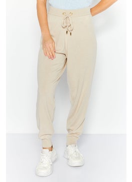 Buy Women Straight Leg Plain Pants, Beige in UAE