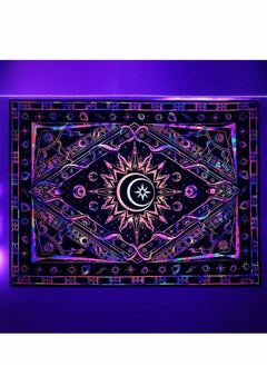 اشتري Tapestries for Bedroom Aesthetic Room Decor Wall Tapestry Blacklight Tapestry UV Reactive Black Light Posters Colorful Backdrop Glow in the Dark Hippie Boho Tapestry Burning Sun Trippy Tapestry في الامارات