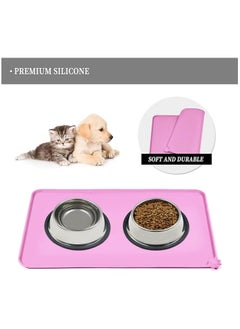 اشتري Feeding Mat, For Cat and Dogs Silicone Bowl Mat, Feeding Mat, Waterproof Dog Cat Mat Pet Placemat Premium Silicone FDA Grade Non-stick Non Slip Anti Spill Easy Clean  ( Pink ) في الامارات