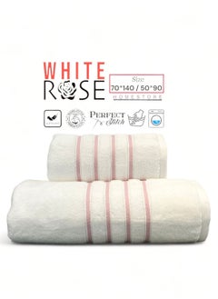 Buy 2 Pcs Luxurious And Soft Beach Towel Set 600GSM Bath Towel (70x140cm) Face Towel (50x90cm) Set Of 2 in Saudi Arabia