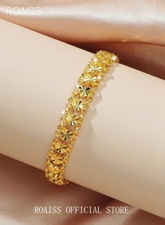 Buy Heart Decor Chain Bracelet Cuff Bangle Jewelry Gift for Women Wife Golden in UAE