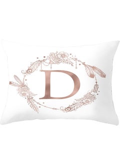 Buy D Letters Printed Throw Pillow Cover White 30 X 50cm in UAE