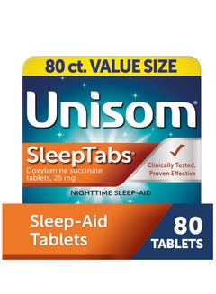 اشتري Unisom SleepTabs، 80 قطعة، أداة مساعدة على النوم غير معتاد، رائعة لصعوبة النوم بسبب القلق أو الإجهاد، تغفو بشكل أسرع وتستيقظ تشعر بالانتعاش في السعودية