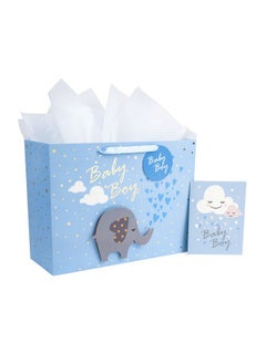 Buy 16" Extra Large Gift Bag With Greeting Card And White Tissue Paper Baby Boy 3D Making Design in UAE