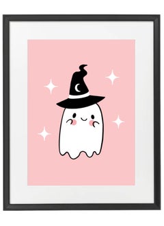 اشتري Halloween Cute Ghost and Witch Hat Framed Poster 50x40cm - Spooky Halloween Wall Art Decor for Kids' Rooms, Home, Nursery, or Party - Trick or Treat Halloween Decoration Gift في الامارات