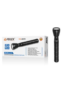 Buy Rechargeable LED Flashlight 21cm Aluminum Body Unbreakable Front Glass FXS-3001N Black in Saudi Arabia