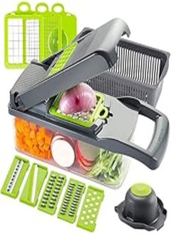 Buy Womdee Vegetable Chopper Slicer Dicer - 12 -in -1 Onion Chopper Fruits Cutter Mandoline Slicer Food Chopper/Cutter with 7 Stainless Steel Blades, Adjustable Slicer & Dicer with Storage Container in Egypt