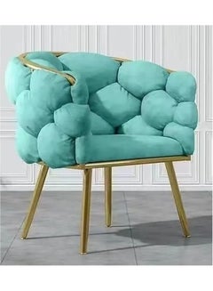 Buy Luxury Fluffy Comfortable Back Vanity Chair with Golden Metal Legs,Modern Makeup Accent Chair for Bedroom Living Room,Velvet Upholstered Armchair in UAE