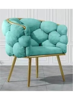 Buy Luxury Fluffy Comfortable Back Vanity Chair with Golden Metal Legs,Modern Makeup Accent Chair for Bedroom Living Room,Velvet Upholstered Armchair in UAE