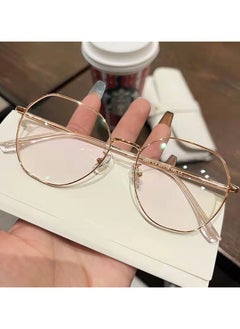 اشتري Clear Lens Fashion Glasses For Women Men Metal Round Frame Anti Blue Light Glasses في الامارات