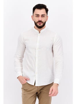 اشتري Men Regular Fit Solid Long Sleeve Casual Shirt, White في الامارات