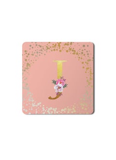 اشتري Designer Leather Coasters Mat for Beverage Drinks- Custom Monogram Initial Letter Floral Pattern Alphabet - J (Rose Pink) في الامارات