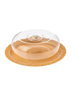 Buy Cake plate with glass with plastic cover 30 cm in Saudi Arabia