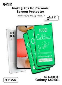 Buy 3 Pcs HD Ceramic Screen Protector For Samsung Galaxy A42 5G - Clear/Black in Saudi Arabia