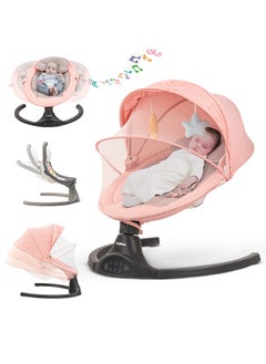 Buy Premium Automatic Electric Baby Swing Cradle for Baby with 5 Adjustable Swing Speed, Remote, Electric Swing with Soothing Vibrations Music, Mosquito Net, Safety Belt, Baby Toys Swing for Baby Pink in UAE