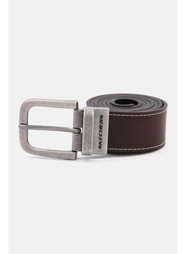 Buy Men Buckle Leather Belt, Brown/Black in Saudi Arabia