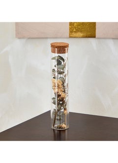 اشتري Live Clear Glass Cylinder Accent With Dried Flowers And Cork 5 x 23 x 5 cm في الامارات