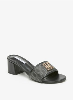 Buy Womens Logo Accent Slip-On Sandals With Block Heels in UAE