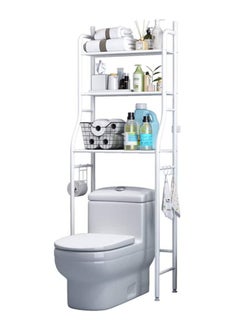 اشتري 3 Tier Over Commode Shelving No Drilling Easy to Assemble High Capacity Very Sturdy Space-Saving Shelf Toilet Storage Rack White في الامارات