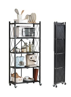 Buy Foldable Storage Shelves on Wheels, 5 Tier Shelves for Storage, Large Capacity Metal Shelving Units, No Assembly Storage Rack for Garage, Kitchen, Basement, Kitchen Shelf Organizer in Saudi Arabia