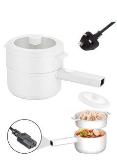 Buy 2.2L Electric Hot Pot, Electric Hot Pot, Electric Cooking Pot With Steamer And Temperature Control For Egg Soup Steak Steam Sauté White in Saudi Arabia