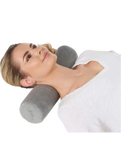 اشتري Cervical Neck Roll Cotton Pillow, Bolster Pillow, Round Neck Pillows Support for Sleeping | Bolster Pillow for Bed, Legs, Back and Yoga Grey في الامارات