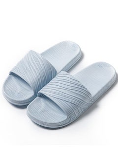 اشتري Solid Color Flat Slippers Bathroom Indoor Outdoor Gym Non Slip Soft Soled Casual Slippers Open Toe Sky Blue في السعودية