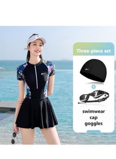 Buy Women's Summer Swimwear With Swimming Goggles and A Swimming Cap in UAE