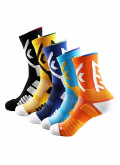 Buy Basketball Socks, Men's Outdoor Athletic Crew Socks, Athletic Crew Socks for Men Women, Protective Elite Socks, Sports Socks (5 Pairs) in UAE