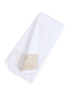 Buy Marble Hand Towel, White & Gold - 500 GSM, 50x80 cm in UAE