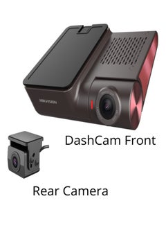 Buy HIKVISION 4K 2ch Dashcam, Display: 3 inch touch screen, Support built-in MIC and speaker for audio in and out, Built-in WIFI module and WIFI AP function supported, Micro SD card up to 256 GB in Saudi Arabia