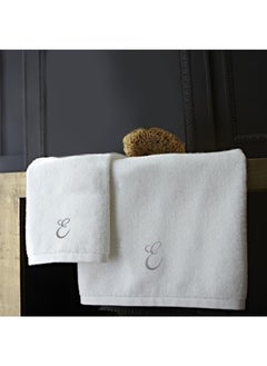 Buy Embroidered For You (White) Luxury Monogrammed Towels (Set of 1 Hand & 1 Bath Towel) 100% Cotton, Highly Absorbent and Quick dry Bath Linen -600 Gsm (Silver Letter E) in UAE