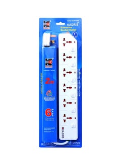 Buy Power Strips KD1606S Heavy Duty Extension Cord with 6 way Outlets with switches, Charging Socket with 2 meter Heat resistant  Extension Cord (White) in UAE