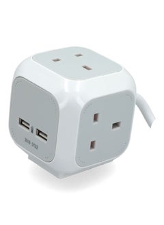 Buy 240V 13A 3-Way and 2-USB Port Alea-Power Extension Cube Light Grey and White 3 m 1150103 in Saudi Arabia