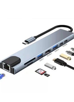 اشتري 8-in-1 USB C Hub Docking Station - Type C Hub with HDMI 4K@60Hz, Ethernet, and Power Delivery في الامارات