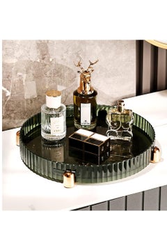 Buy Makeup Perfume Organizer, 360° Rotating Bathroom Vanity Tray, Counter Organizer, Bathroom Vanity Tray with Gold Non-Slip Base, for Perfume, Candle, Makeup, Lotion Bottle, 11 Inches, Green in Saudi Arabia