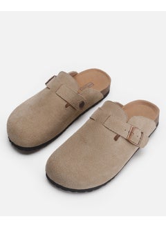 Buy Suede Clogs Potato Shoes Cork Footbed Sandals Comfort Mules Slip On Slippers Khaki in Saudi Arabia