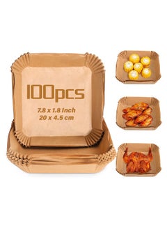 Buy 100-Pieces Air Fryer Disposable Paper Liner Square  20x4.5cm in UAE