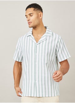 Buy Yarn Dyed Candy Striped Relaxed Fit Shirt in Saudi Arabia