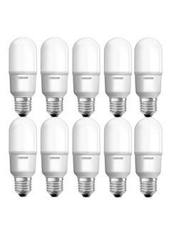 Buy 10-Piece E27 Value Stick 7W Day Light 6500K Frosted LED Bulb in UAE