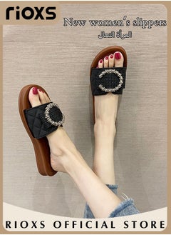 Buy Women's Slippers Non-Slip Beach Sandals Soft Sole Slippers Flats For Indoor And Outdoor Use in UAE