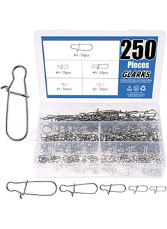 Buy Glarks 250Pcs #1#2#4#6#8 Strong Stainless Steel Duo Lock Snaps Nice Swivel Slid Rings Fishing Lure Hook Connector Freshwater Saltwater Fishing Gear Accessories Assortment Kit - Test: 40LB-220LB in UAE