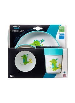 اشتري Baby Tableware Set 12+ Months - Non Spill Self Feeding Set Plate, Bowl & Cup - Hygienic Baby Essential Weaning Products - Raised Sides - Deep Side to Contain Mess - Non Toxic BPA Free في الامارات