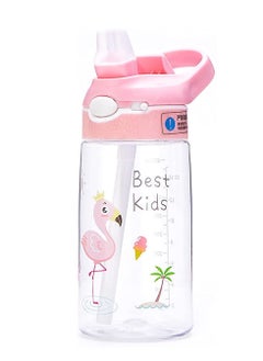 اشتري Kids Water Bottle, Cute Toddler Cup with Straw, Spill Leakproof Durable Plastic Drinking Bottle, Kindergarten Primary School Students Summer Portable Straw Cup (480ML) في السعودية