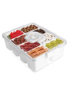 Buy Divided Serving Tray with Lid and Handle Snack Tray Veggie Fruit Tray for Candy Fruits Snacks in UAE