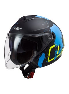 Buy LS2 TWISTER II OF573 OPNEN FACE HELMET MATT BLACK BLUE MEDIUM SIZE in UAE