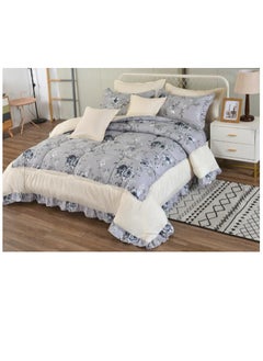 Buy Super King 8 Pieces Comforter set Ruffle Bedding Set, Cotton and Polyester Quality Dorm, Duvet( 240*260cm) in UAE