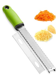 Buy Lemon Zester, Cheese Grater, Premium Citrus Zester, Kitchen Grater for Parmesan, Chocolate, Fruits, Vegetables, Ginger, Garlic, Nutmeg, Stainless Steel Kitchen Cheese Grater (Green) in UAE