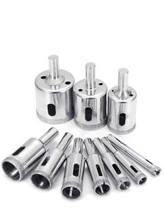 Buy 10 Pcs Diamond Drill Bit Set Use for Glass Tile Marble Granite Core Hole Saw Drill Bits Electric Drilling Tool in UAE