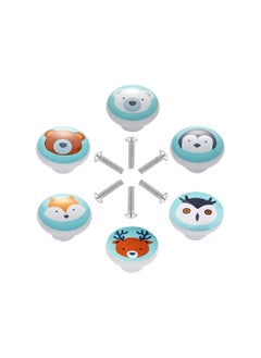 اشتري Cute Ceramic Cartoon Animal Drawer Pulls, Cabinet Knobs Round Furniture Handle with Screws, for Drawer, Cupboard, Dresser, Door, Kids Room Study Room  (6-Pack) في السعودية